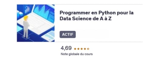 Aperçu de la formation Udemy Programmer en Python pour la Data Science de A à Z