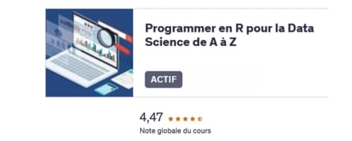 Aperçu de la formation Udemy Programmer en R pour la Data Science de A à Z