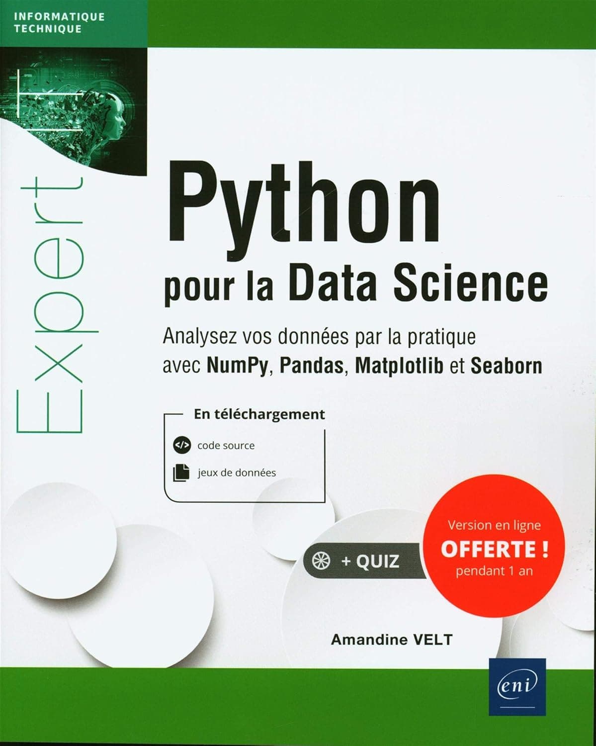 Couverture du livre Python pour la Data Science, éditions ENI