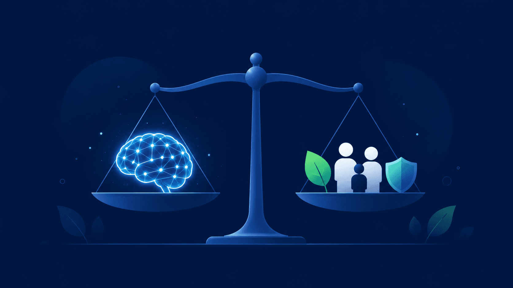 Illustration symbolisant l'équilibre entre performance de l'IA et responsabilité éthique, environnementale et sociale en Data Science